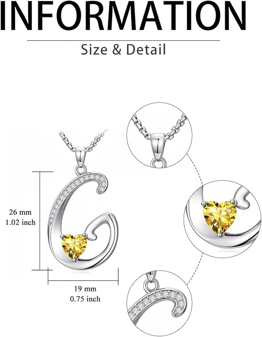 Birthday Gifts for Women Alphabet A to Z Initial Birthstone Pendant Necklaces for Women - 18k White Gold Plated Personalized Name Jewelry Anniversary Graduation Gifts for Wife Her Daughter Girlfriend(with Gift Box)