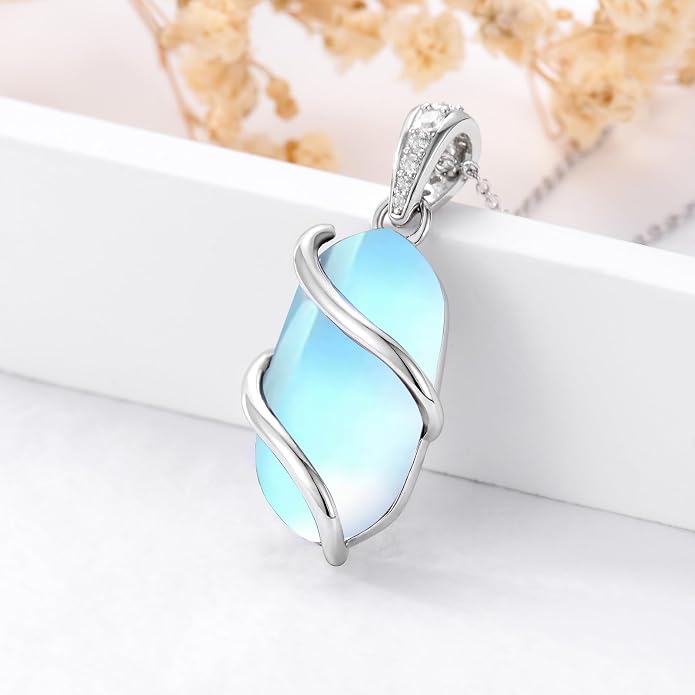 HPQQ Necklace for Women 925 Sterling Silver Dainty Gemstone Pendant Fine Jewelry Birthday Mothers Day Gifts for Mom Wife Her