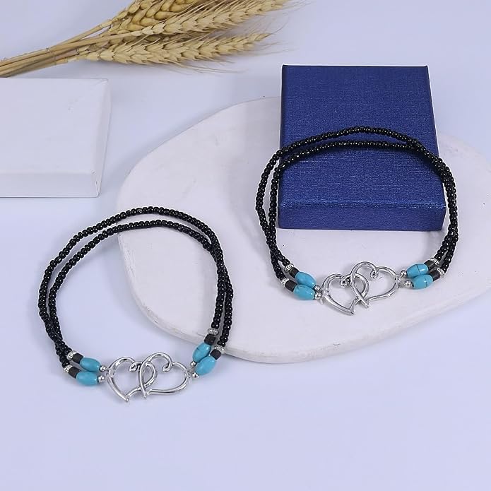 2PC Ankle Bracelets for Women Beaded Heart Ankle Bracelet Waterproof Bohemian Big Plus Size Anklets Summer Beach Accessories Boho Jewelry