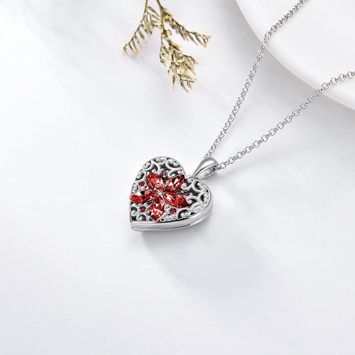 Dorunmo Personalized Locket Necklace 925 Sterling Silver that Holds Pictures Butterfly Birthstone Photo Heart Locket Custom Jewelry Congratulations New Beginnings New Job Gifts for Women