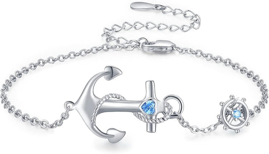 Anchor Bracelets/Ankle Bracelet Adjustable for Women Nautical Sailor Chains Sea Jewelry Birthday for Mother Best Friend