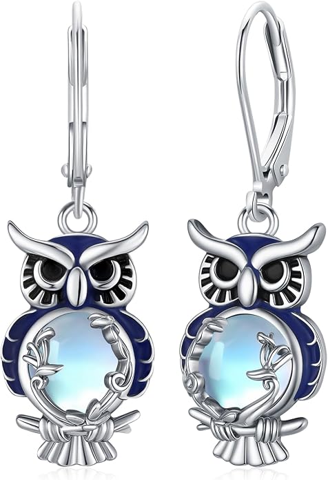 925 Sterling Silver Earrings Tree of Life/Cat/Animal/Turquoise/Moonstone Dangle Drop Earrings for Women Leverback Earring Hypoallergenic Jewelry Gifts
