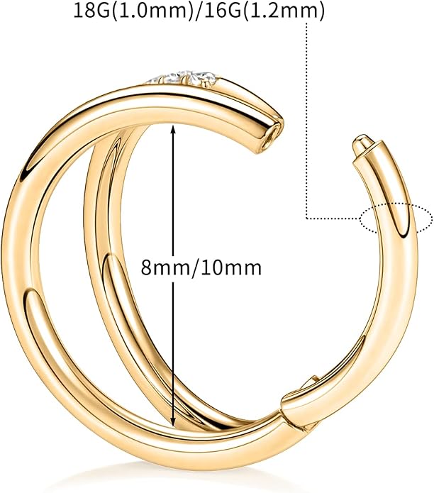 316L Surgical Steel Septum Clicker Ring Nose Ring Hoop Sleeper Hoop Earring Helix Rook Conch Cartilage Daith Tragus Earrings Lobe Nose Piercing Jewelry for Women