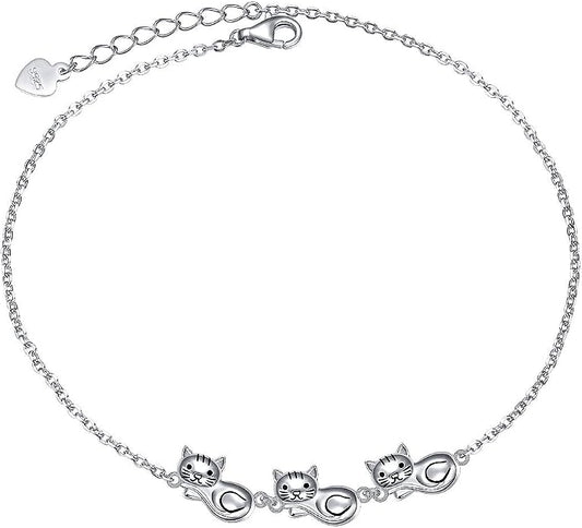 Alphm Anklet for Women S925 Sterling Silver Adjustable Foot Evil Eye Starfish Heart Bead Butterfly Celtic Knot Cross Multilayer Layered Ankle Bracelet Jewelry