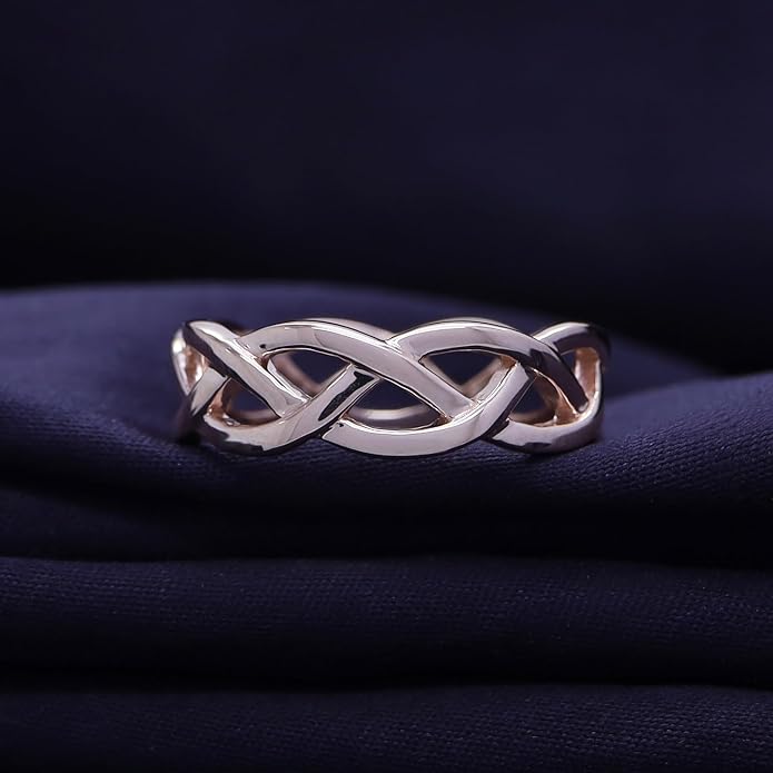 AFFY Celtic Knot Eternity Wedding Band Ring for Women, 14K Gold Plated 925 Sterling Silver, Engagement Promise Ring, Unique Celtic Jewelry Gift