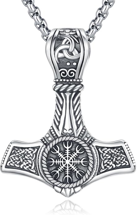 Viking Necklace for Men 925 Sterling Silver Nordic Viking Necklace Viking Amulet Jewelry Gifts for Men Women