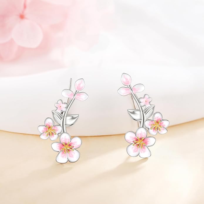 Ear Climbers Earrings for Women Sterling Silver Vintage Ear Crawler Earrings Jewelry Gifts for Women