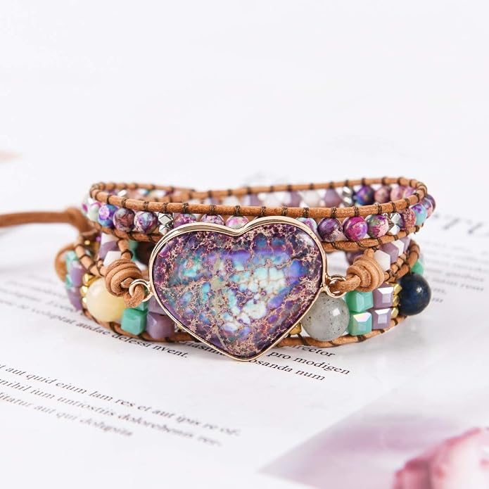 YGLINE Natural Stone Bracelet 3 Wraps Bracelet Handmade Boho Bracelet for Women Bracelet