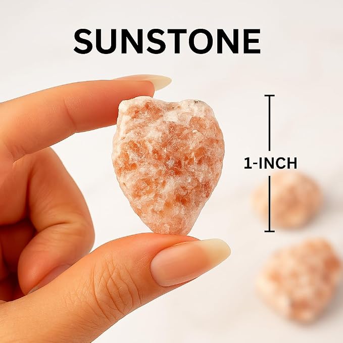 Large 1.25-2.0” Natural Sunstone Raw Crystals Stones for Meditation, Chakra, Reiki, Crystal Grid, Energy Work, Wire Wrapping, Tumbling & Spiritual Home Decor