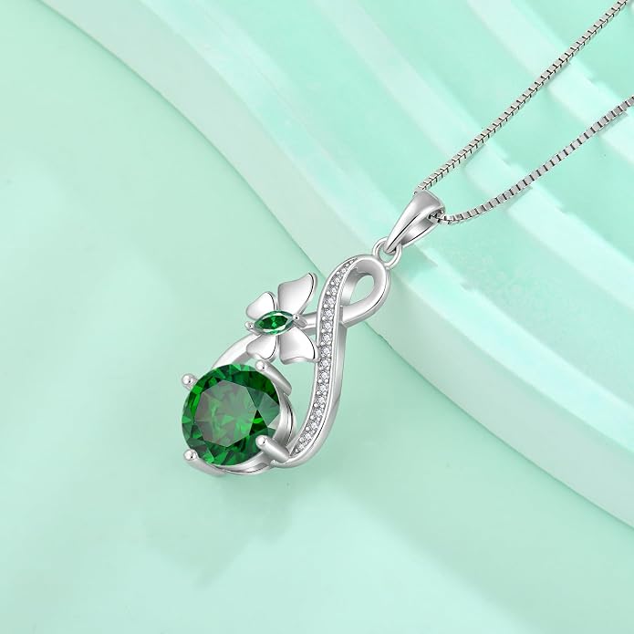 Butterfly Necklaces for Women 925 Sterling Silver Infinity Pendant Necklace Birthstone Jewelry Gifts for Her