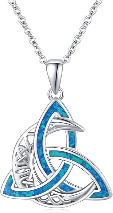CHENGHONG Celtic Moon Necklace for Women 925 Sterling Silver Celtic Knot Moonstone Pendant Necklace Crescent Irish Necklaces Celtics Jewelry Gift for Women Men