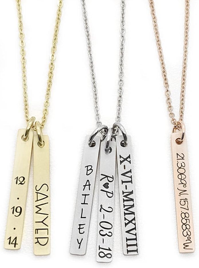 Personalized Necklace Silver Name Plate Bar Gold Necklace Custom Silver Necklace Graduation Gift Wedding Gifts for Woman Bridesmaid Gift Mom