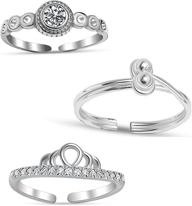 Charmsy 925 Sterling Silver Toe Rings for Women | Minimalist Open Adjustable Toe-Rings Band | Women's Cuff Toe Ring Summer Beach Foot Jewelry