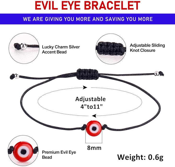 4 Pcs Evil Eye Bracelets & Anklet - Handmade Evil Eye Jewelry for Women's Protection