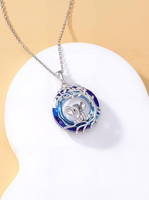 TOUPOP Sterling Silver Tree of Life Hummingbird/Dragonfly/Owl/Panda Necklace Crystal Bird Jewelry Birthday Christmas Valentines Day Gifts for Her Girlfriend Mom