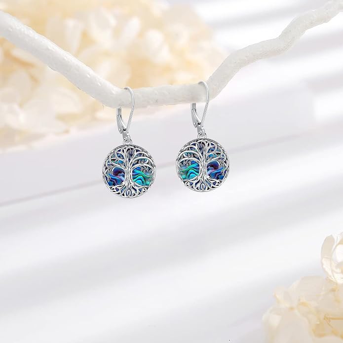 Tree of Life/Cat/Turtle/Butterfly/Flower/Celtic/Turquoise/Moonstone Dangle Earrings for Women Sterling Silver Cute Animals Drop Earrings Jewelry Gifts
