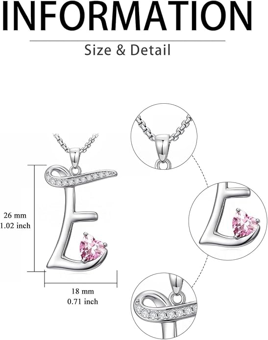 Birthday Gifts for Women Alphabet A to Z Initial Birthstone Pendant Necklaces for Women - 18k White Gold Plated Personalized Name Jewelry Anniversary Graduation Gifts for Wife Her Daughter Girlfriend(with Gift Box)
