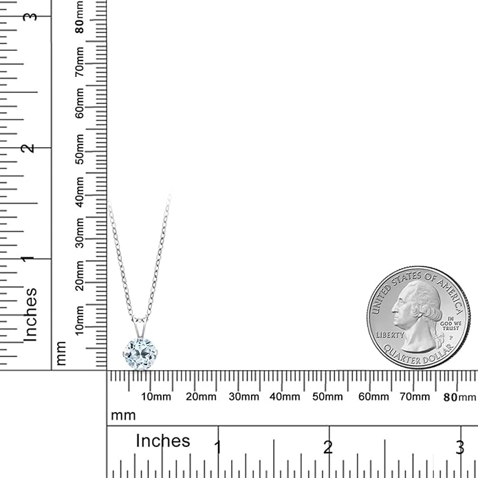 Gem Stone King 7MM Round Gemstone Birthstone Pendant Necklace For Women | 925 Sterling Silver | With 18 Inch Silver Chain | Fine Jewelry Gifts for Women Her Mom Wife