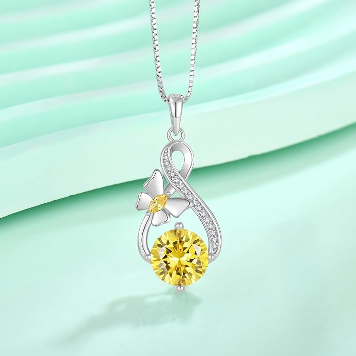 Butterfly Necklaces for Women 925 Sterling Silver Infinity Pendant Necklace Birthstone Jewelry Gifts for Her