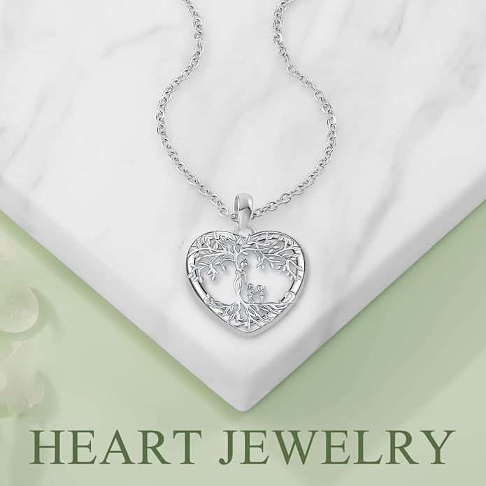 Odinstone Tree of Life Necklace, Sterling Silver Pendant for Women Family Tree Necklaces Jewelry for Mom/Wife/Grandma(With Fine Gift Box)