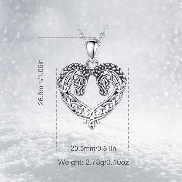 Vito 925 Sterling Silver Viking Necklace for Women Men, Viking Dragon/Wolf/Horse/Tree of Life Pendant Norse Amulet Nordic Jewelry for Men