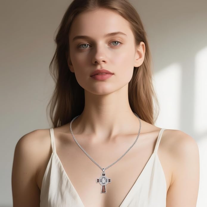 Cross Necklace 925 Sterling Silver Cross Faith Pendant Christian Jewelry Gifts for Women Men