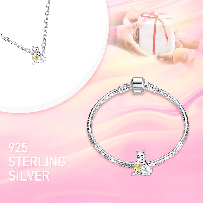 NINGAN 925 Sterling Silver Charm Golden Love Charm Buckle Safety Chain Travel Bead Firefly Dragonfly Pendant, Suitable for Women Bracelet and Necklace as Gift from Mom and Friends