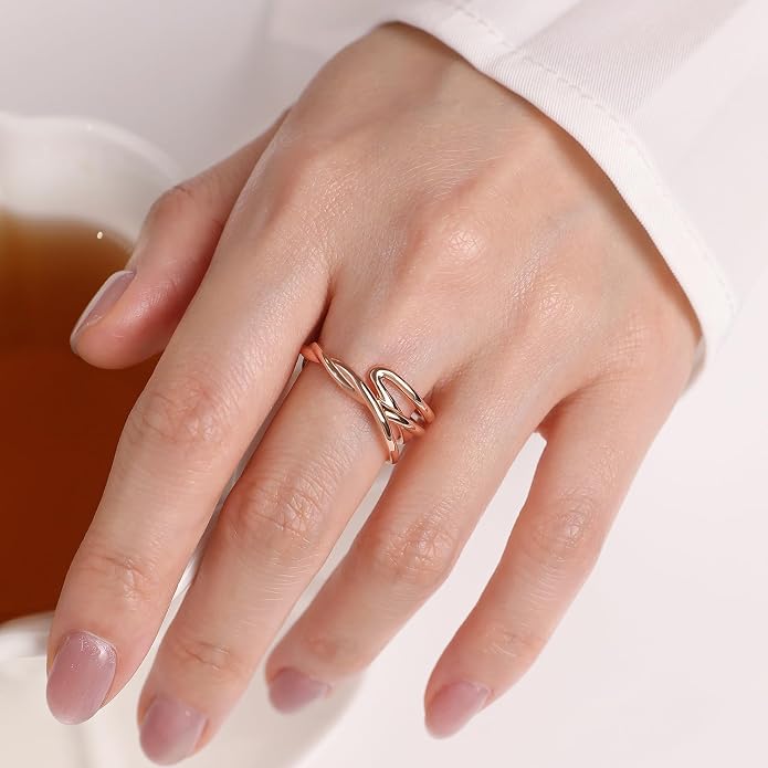 Meissa Gold Thumb Rings for Women Girls Statement Ring Hammered Chunky Band Rings Fashion Wide Band Stackable Index Finger Ring Size Adjustable