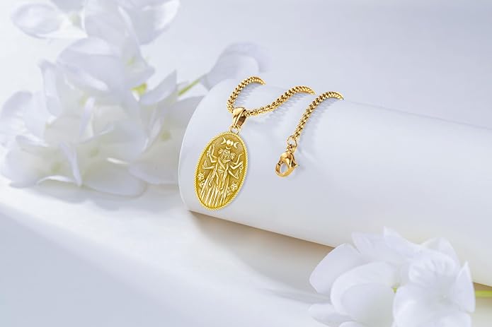 Hecate Wiccan Triple Moon Goddess Necklace Tetragrammaton Nudo De Bruja Plata 925 Original Sterling Silver Cat Moon Pendant Hekate Witch Necklace Amulet Witchy Jewelry Gifts for Women Men