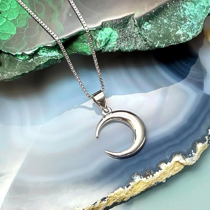 Dainty Sterling Silver Crescent Moon Necklace for Women, Wife Gift, Teen Daughter Birthday Gift Necklace, 18 inches