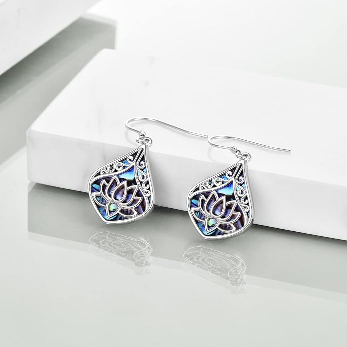 POPLYKE 925 Sterling Silver Tree of Life Dangle Earrings for Women Fashion Abalone Shell Jewelry Gifts for Mom Sister Friend Birthday