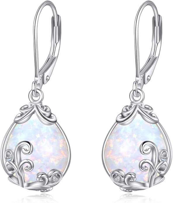 POPLYKE Celtic Filigree Teardrop Drop Dangle Earrings Sterling Silver Leverback Earrings Jewelry for Women