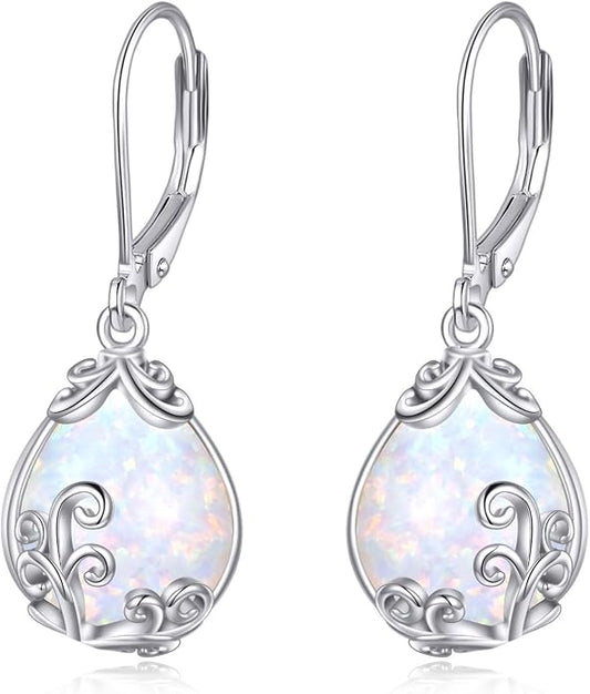 POPLYKE Celtic Filigree Teardrop Drop Dangle Earrings Sterling Silver Leverback Earrings Jewelry for Women