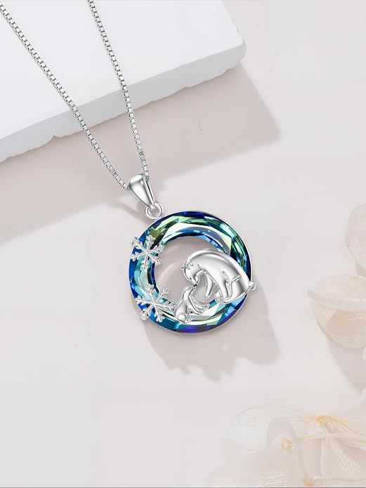 Midari Ocean Necklace 925 Sterling Silver Flamingo Mama Bear Dolphin Penguin Sea Turtle Axolotl Desert Cactus Nautical Rudder Tropical Palm Compass Wave Pendant Boho Jewelry Gifts for Women Men