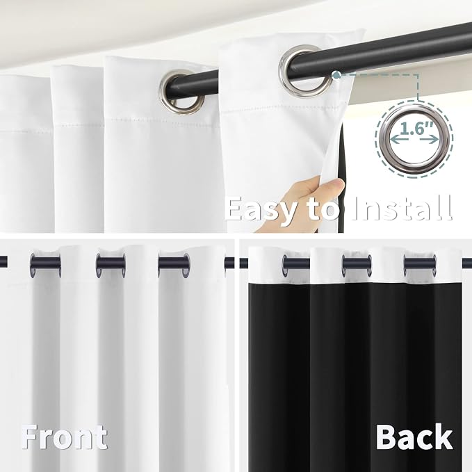 BGment Short Blackout Curtains for Windows - 40 Inch Curtains White Thermal Insulated Grommet Drapes for Kitchen Bathroom Bedroom, 2 Panels, 42 X 40 Inch