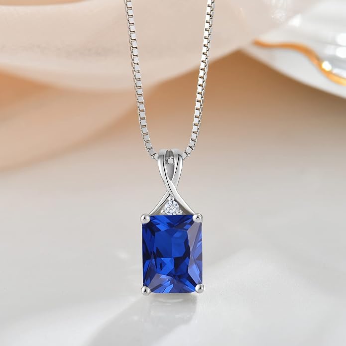 Fahonie 925 Sterling Silver Birthstone Necklace Jewelry Gift for Women Sister Wife Girlfriend Her