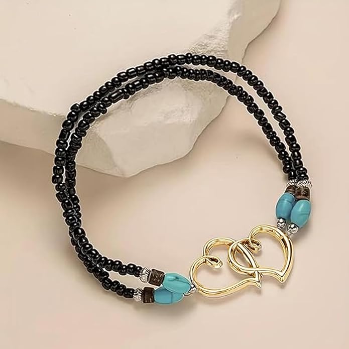 Ankle Bracelets for Women Waterproof Elastic Heart Anklet Stretchy Ankle Bracelets Colorful Beaded Anklets Boho Ankle Bracelets Silver Beach Anklet Jewelry Accessories for Summer