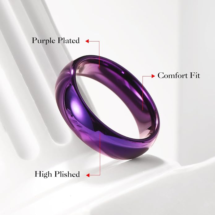 King Will Men's Women's Tungsten Carbide Ring 24k Gold Plated Rose Gold Plated Domed Polished Finish Wedding Band