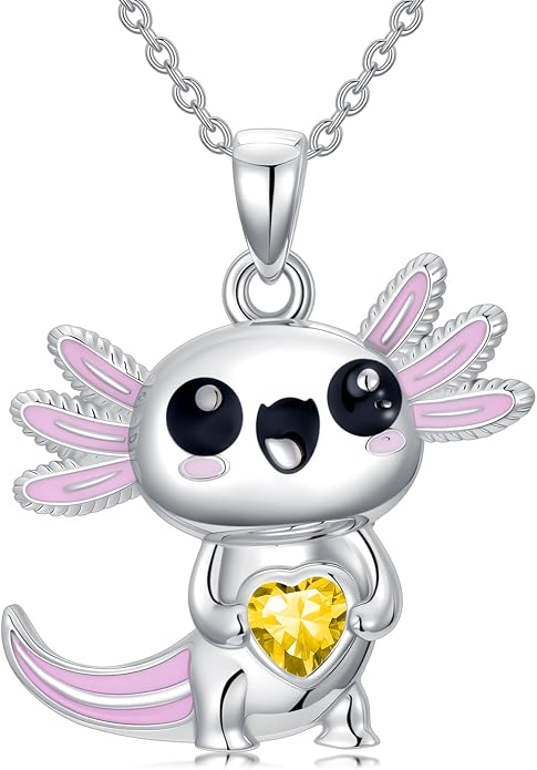 Dorunmo Axolotl Necklace 925 Sterling Silver Axolotl Birthstone Pendant Cute Animal Axolotl Jewelry Gifts for Women