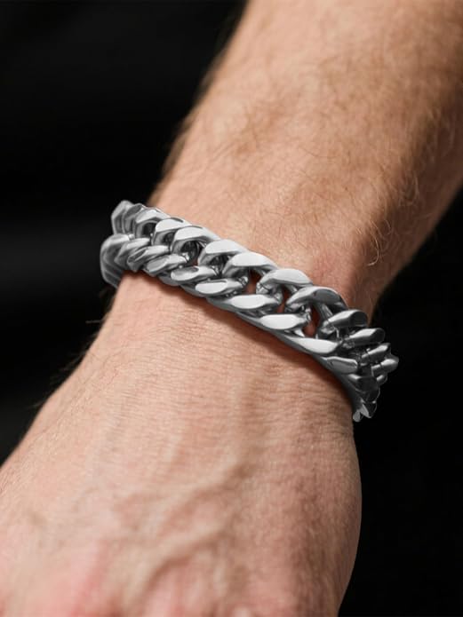 Supcare Unique Anniversary Birthday Valentines Fathers Day Stainless Steel Cuban Link Bracelets for Men Him, To My Man Dad Husband Love Always Remember Wrist Chain Bracelet Jewelry Gifts