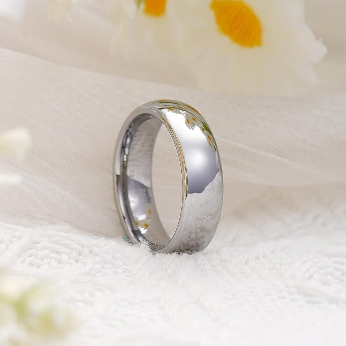 King Will Tungsten Carbide Wedding Band for Men Women Promise Rings for Couples Domed High Polish