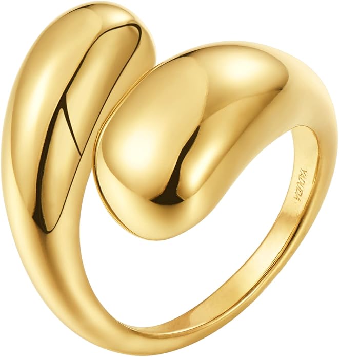 Gold Silver Rings Set for Women Chunky Statement Rings ZC Dome Evil Eye Croissant ring Thick 18K Gold Plated Band Rings