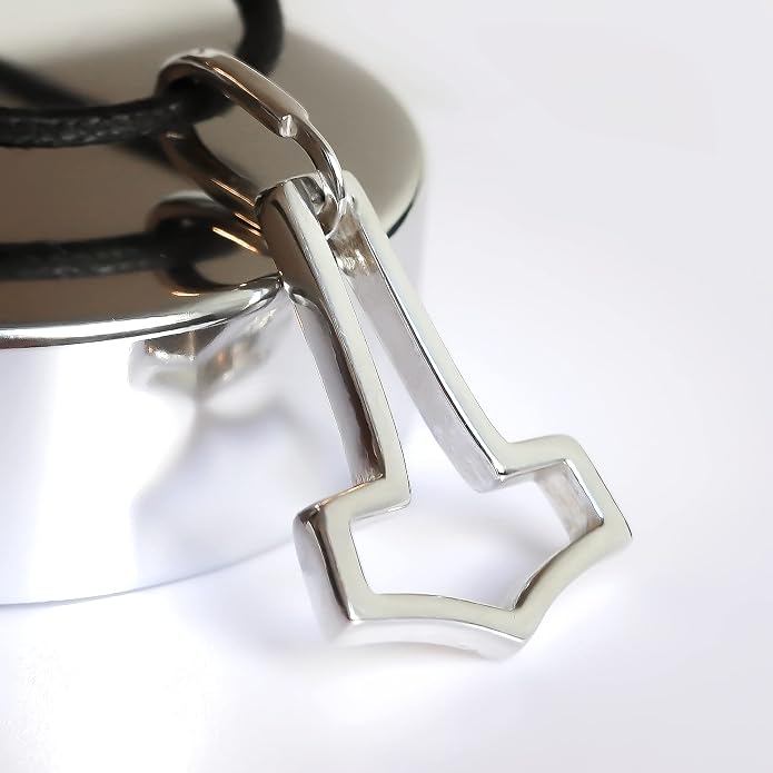 Simple Thor's Hammer Mjolnir Necklace 925 Sterling Silver - Cut Out Viking Axe Pendant - Minimalist Norse Nordic Scandinavian Jewelry Gifts for Men Women - Handmade