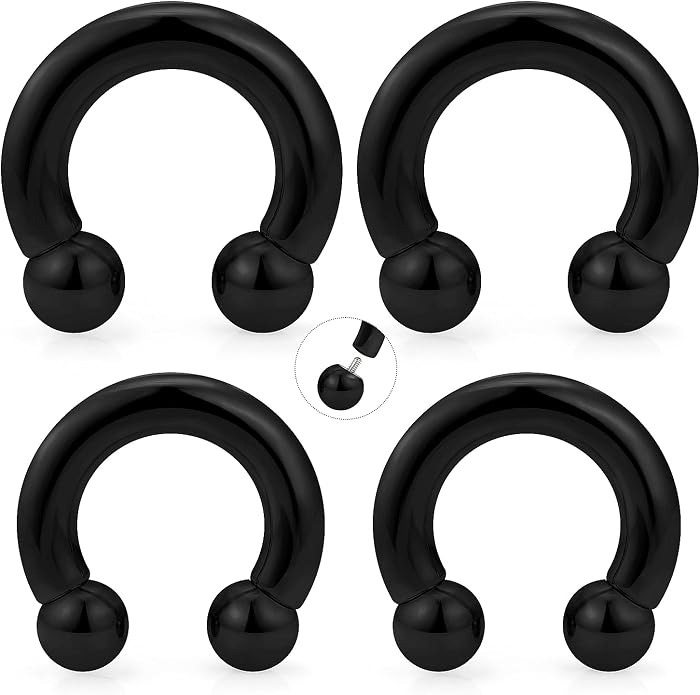 20G-00G Septum Rings Ear Gauges Earrings Stretching Kit 316L Surgical Steel Horseshoe Septum Pa Piercing Jewelry for Women 10mm 12mm 14mm 16mm