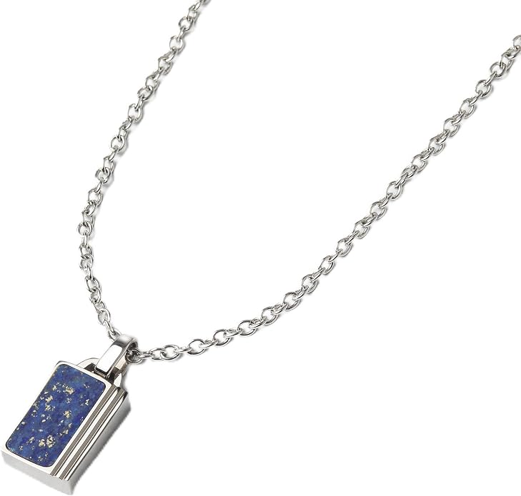 Forge & Foundry Men's Minimalist Stainless Steel and Solid Onyx Inlay Pendant | 21 Inch Rolo Chain | Design-Led Artisan Jewelry, from London
