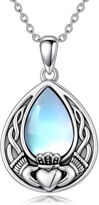 PELOVNY Celtic Knot Necklaces for Women 925 Sterling Silver Gemstone/Birthstone Teardrop Infinity Necklace Irish Celtic Pendant Jewelry Gifts for Mom Daughter Wife