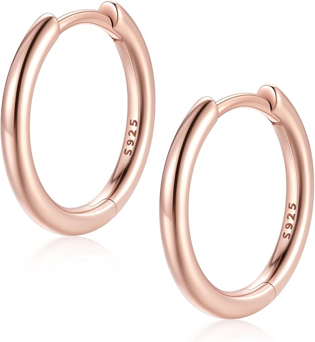 FaithHeart 925 Sterling Silver Huggie Hoop Earrings, Small Hoop Earring for Women, Silver/14K Gold/Black/Rose Gold Hypoallergenic Cartilage Earrings for Women 8/10/12/14/16/18/20mm