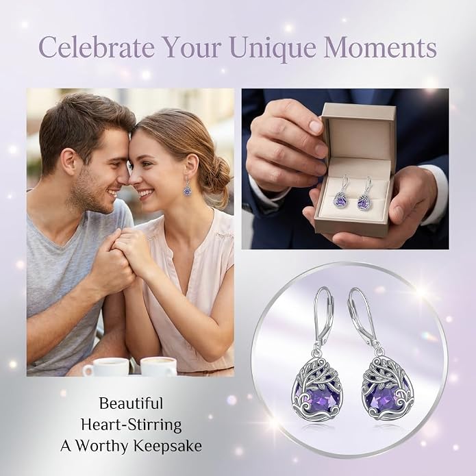 Teardrop Tree of Life/Filigree Earrings for Women Dangle Leverback Earrings Jewelry Gift Anniversary For Her