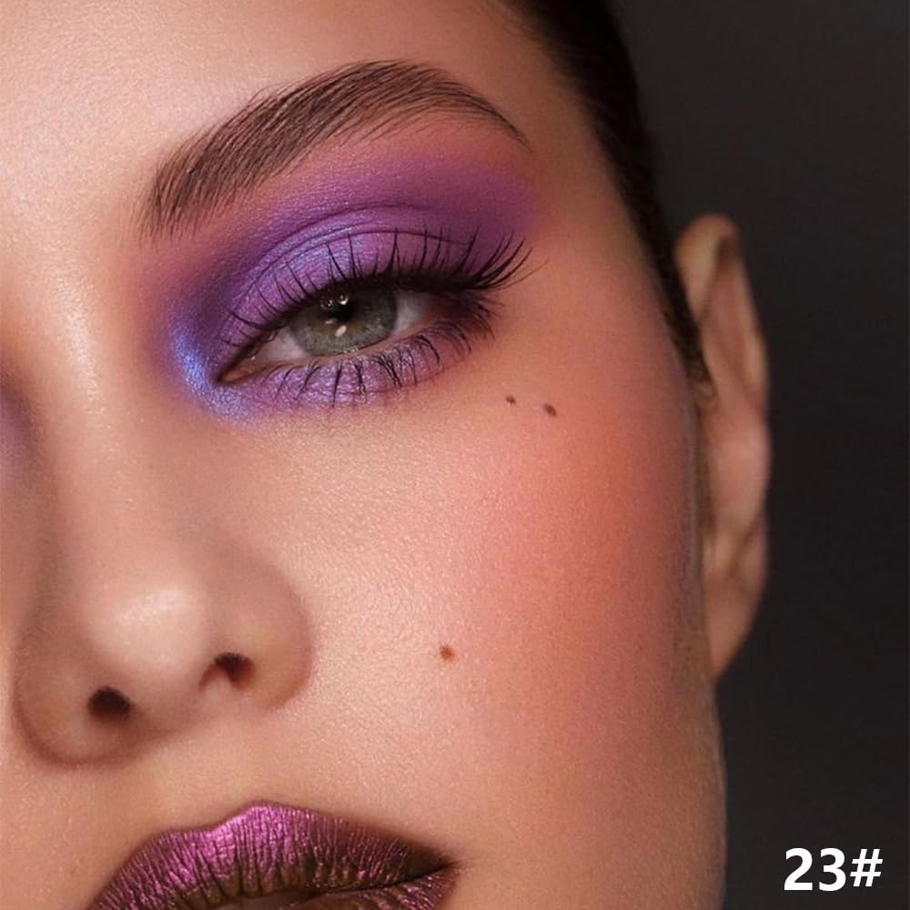 Purple Shimmer Cream Eye Shadow Stick Makeup for Women, Purple Shimmer Matte Eye Shadow Brightener Stick for Eyes, Long-lasting Waterproof Eyeshadow Pencil Applicator Blendable for Eye Highlight 23