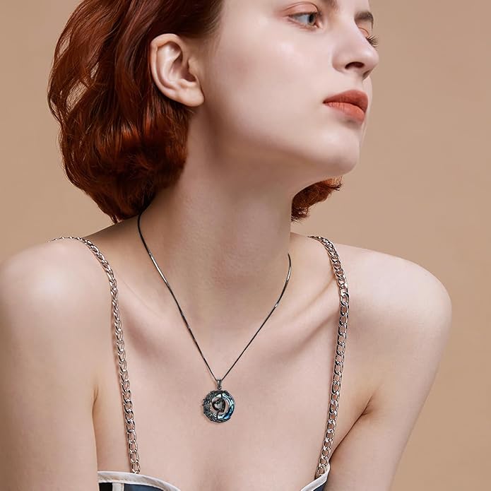 TOUPOP Birthstone Necklace 925 Sterling Silver Moon and Star Pendant Celtic Moon Jewelry with Blue Crystal Anniversary Birthday Gifts for Women Mom Wife Her